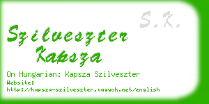 szilveszter kapsza business card
